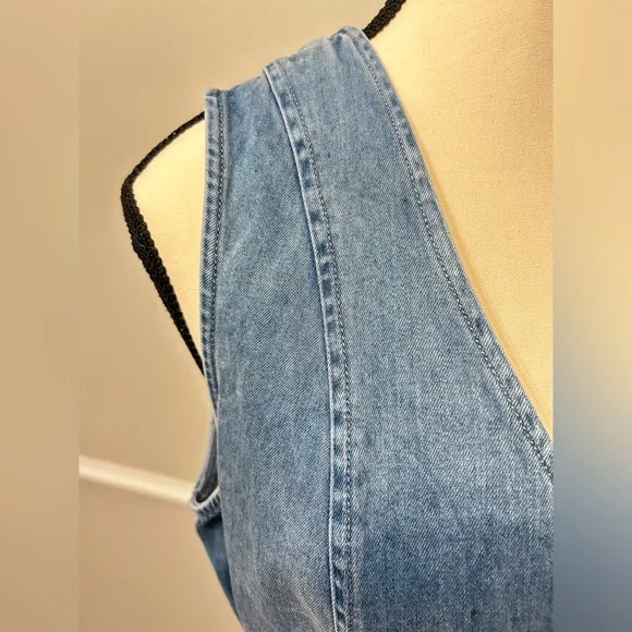 BBJ Los Angeles Denim Vest Waistcoat Blue Jean Large - Picture 4 of 6